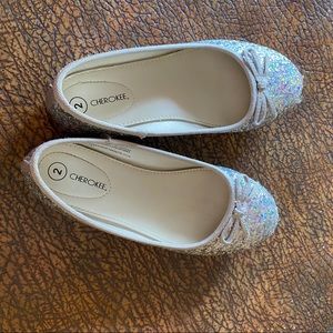 Silver sparkly flats